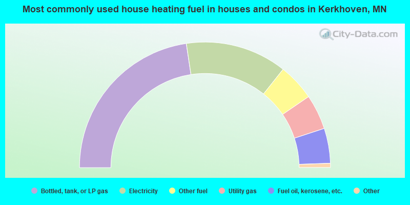 Most commonly used house heating fuel in houses and condos in Kerkhoven, MN