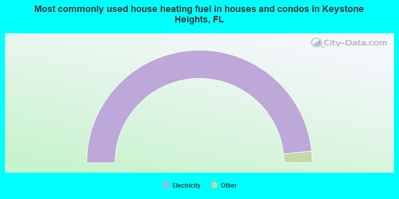 Most commonly used house heating fuel in houses and condos in Keystone Heights, FL
