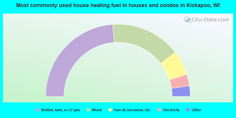 Most commonly used house heating fuel in houses and condos in Kickapoo, WI