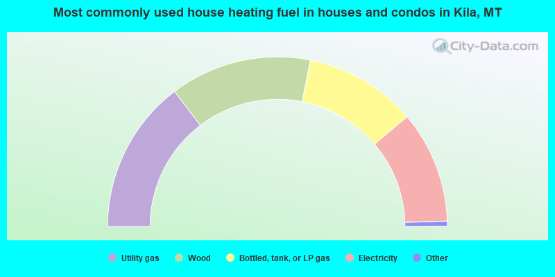 Most commonly used house heating fuel in houses and condos in Kila, MT