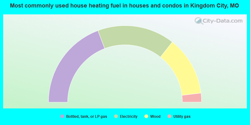 Most commonly used house heating fuel in houses and condos in Kingdom City, MO