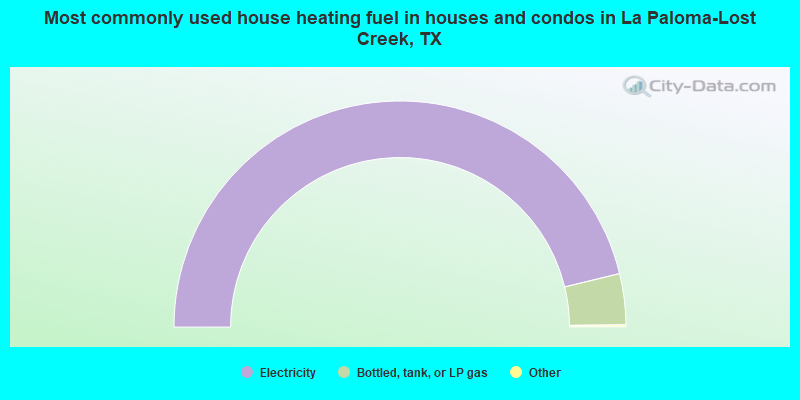 Most commonly used house heating fuel in houses and condos in La Paloma-Lost Creek, TX