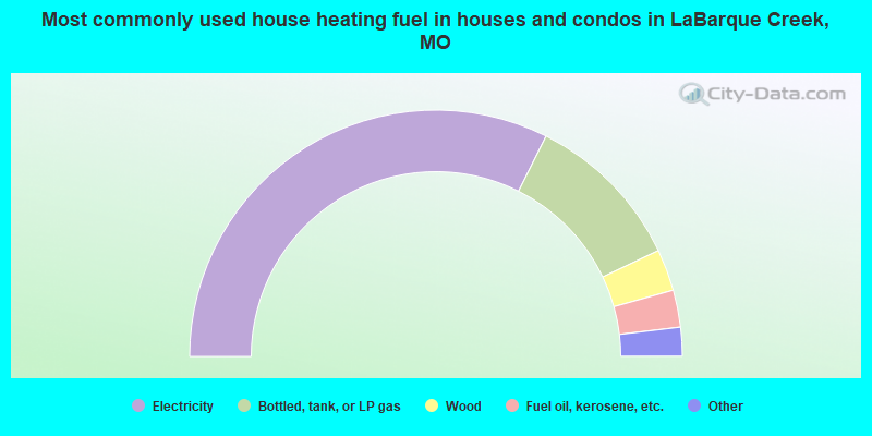 Most commonly used house heating fuel in houses and condos in LaBarque Creek, MO