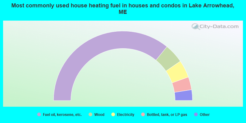 Most commonly used house heating fuel in houses and condos in Lake Arrowhead, ME