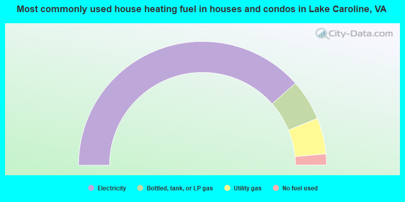 Most commonly used house heating fuel in houses and condos in Lake Caroline, VA