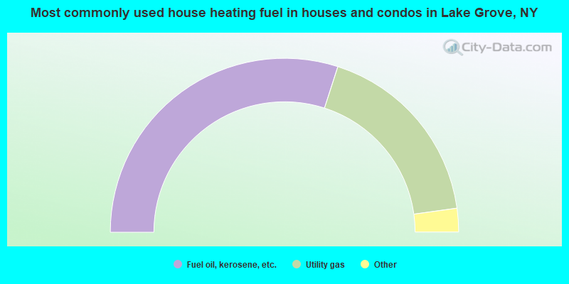 Most commonly used house heating fuel in houses and condos in Lake Grove, NY