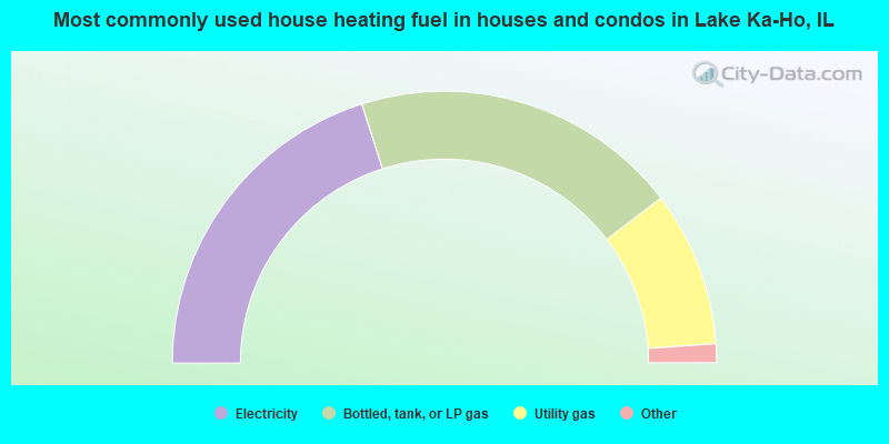 Most commonly used house heating fuel in houses and condos in Lake Ka-Ho, IL