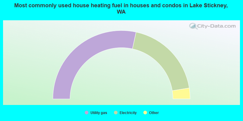 Most commonly used house heating fuel in houses and condos in Lake Stickney, WA