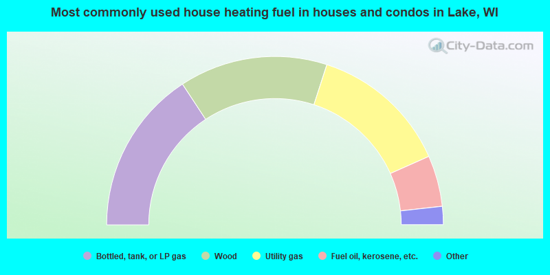 Most commonly used house heating fuel in houses and condos in Lake, WI