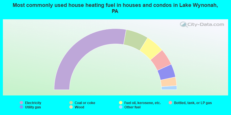 Most commonly used house heating fuel in houses and condos in Lake Wynonah, PA