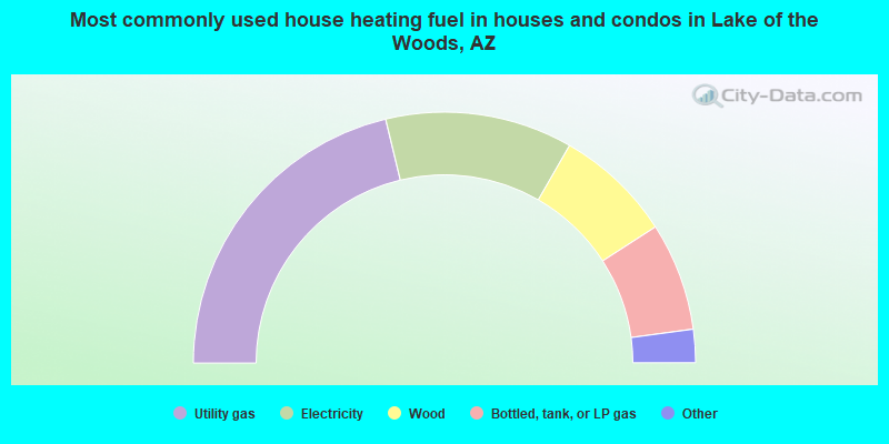 Most commonly used house heating fuel in houses and condos in Lake of the Woods, AZ