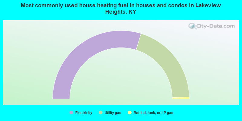 Most commonly used house heating fuel in houses and condos in Lakeview Heights, KY