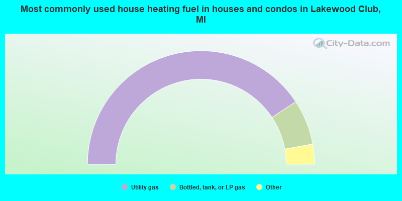 Most commonly used house heating fuel in houses and condos in Lakewood Club, MI
