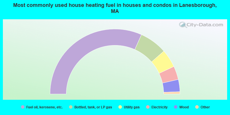 Most commonly used house heating fuel in houses and condos in Lanesborough, MA