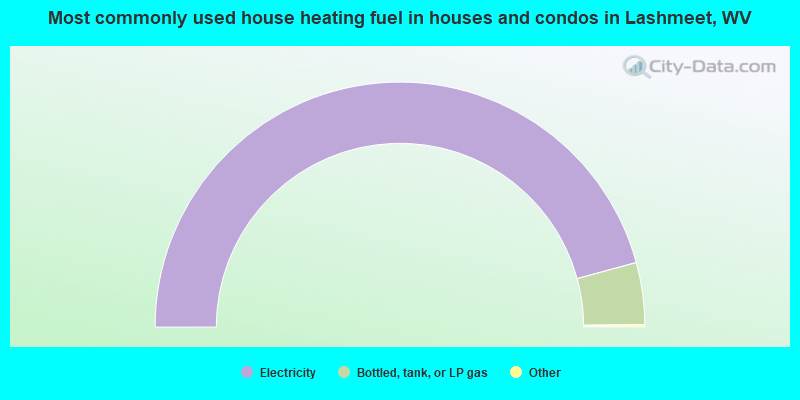 Most commonly used house heating fuel in houses and condos in Lashmeet, WV