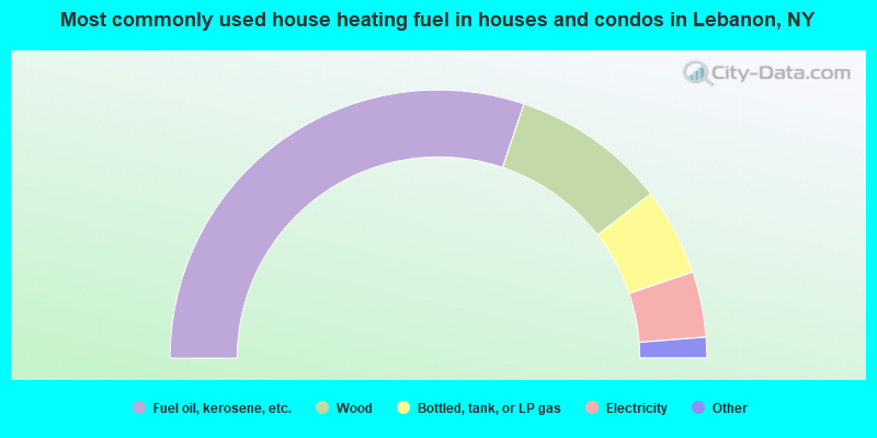 Most commonly used house heating fuel in houses and condos in Lebanon, NY