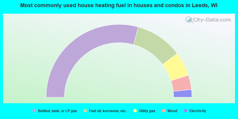 Most commonly used house heating fuel in houses and condos in Leeds, WI