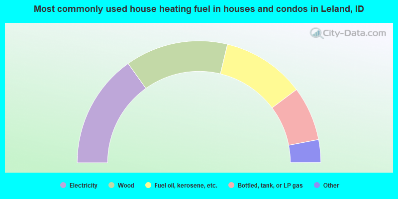 Most commonly used house heating fuel in houses and condos in Leland, ID