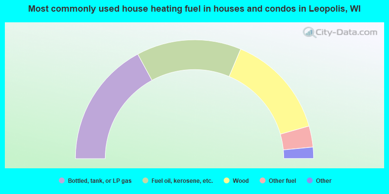 Most commonly used house heating fuel in houses and condos in Leopolis, WI