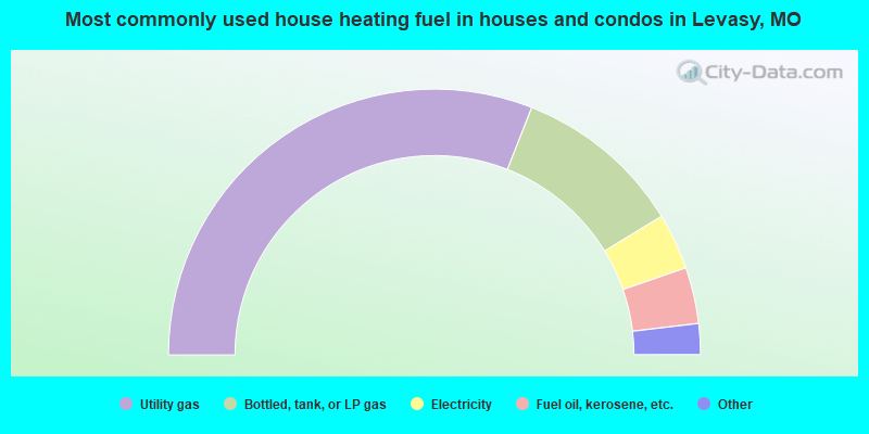 Most commonly used house heating fuel in houses and condos in Levasy, MO
