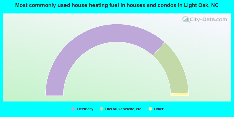 Most commonly used house heating fuel in houses and condos in Light Oak, NC