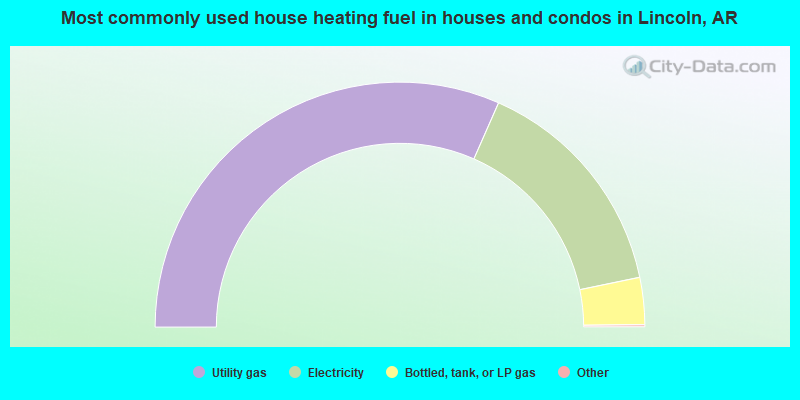 Most commonly used house heating fuel in houses and condos in Lincoln, AR