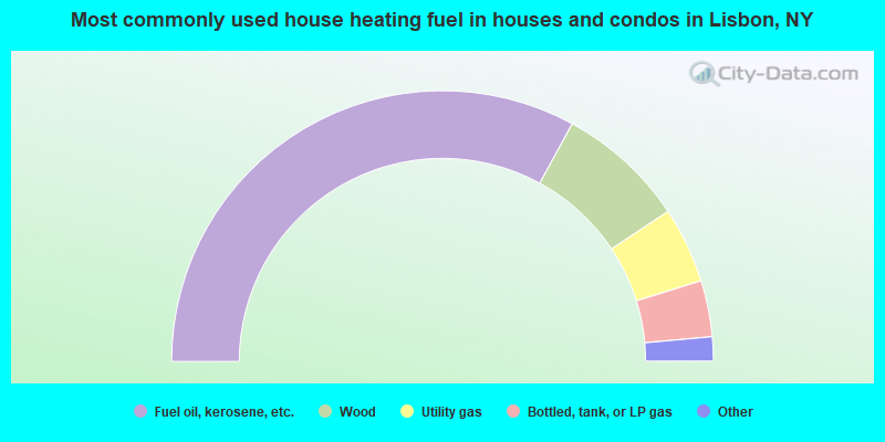 Most commonly used house heating fuel in houses and condos in Lisbon, NY