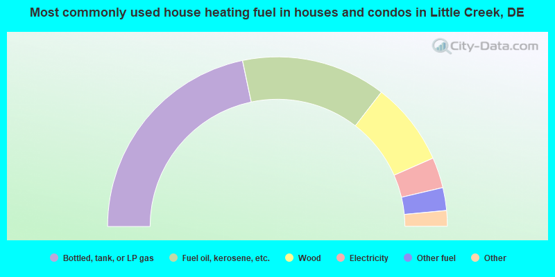 Most commonly used house heating fuel in houses and condos in Little Creek, DE