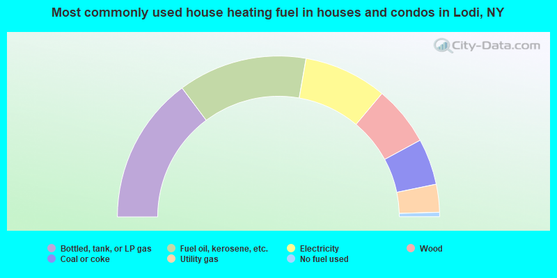 Most commonly used house heating fuel in houses and condos in Lodi, NY