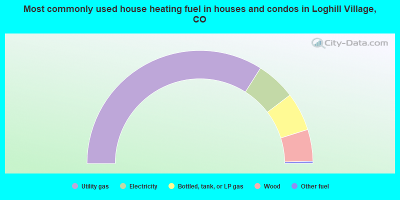 Most commonly used house heating fuel in houses and condos in Loghill Village, CO