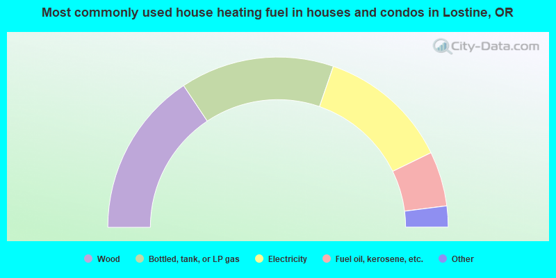 Most commonly used house heating fuel in houses and condos in Lostine, OR