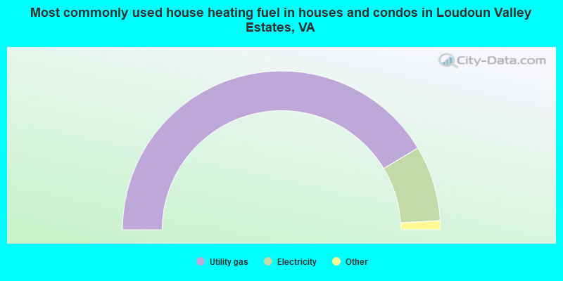 Most commonly used house heating fuel in houses and condos in Loudoun Valley Estates, VA