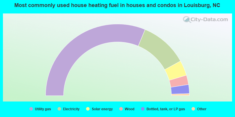 Most commonly used house heating fuel in houses and condos in Louisburg, NC