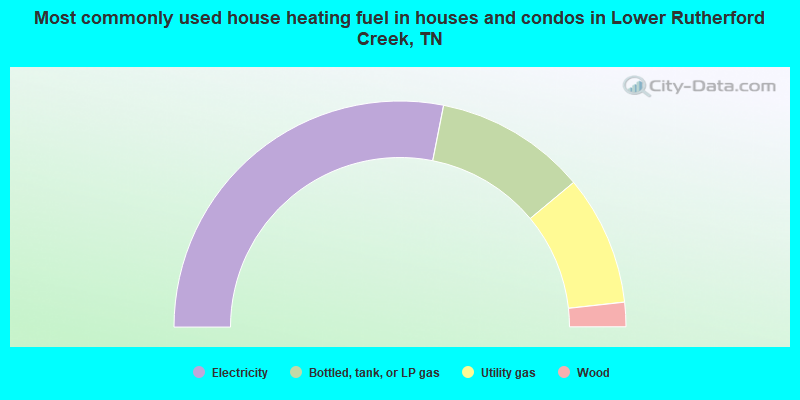 Most commonly used house heating fuel in houses and condos in Lower Rutherford Creek, TN