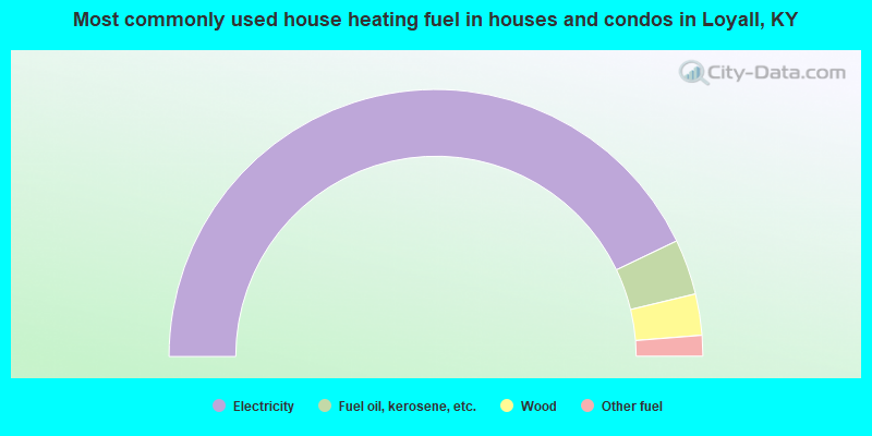 Most commonly used house heating fuel in houses and condos in Loyall, KY