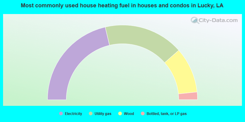 Most commonly used house heating fuel in houses and condos in Lucky, LA