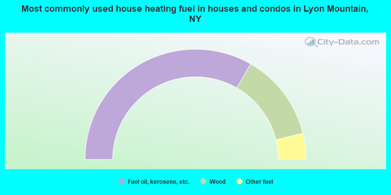 Most commonly used house heating fuel in houses and condos in Lyon Mountain, NY