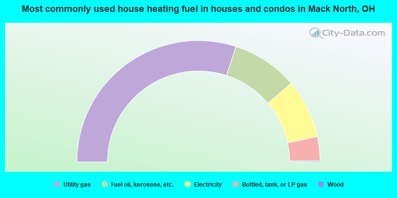 Most commonly used house heating fuel in houses and condos in Mack North, OH