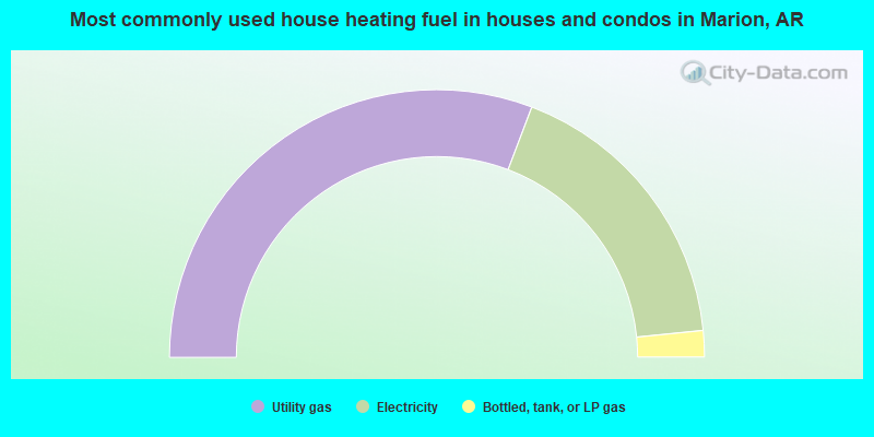 Most commonly used house heating fuel in houses and condos in Marion, AR