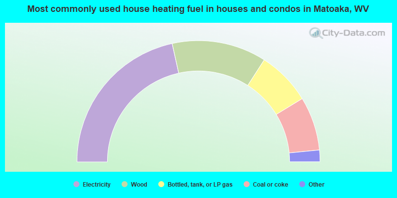 Most commonly used house heating fuel in houses and condos in Matoaka, WV