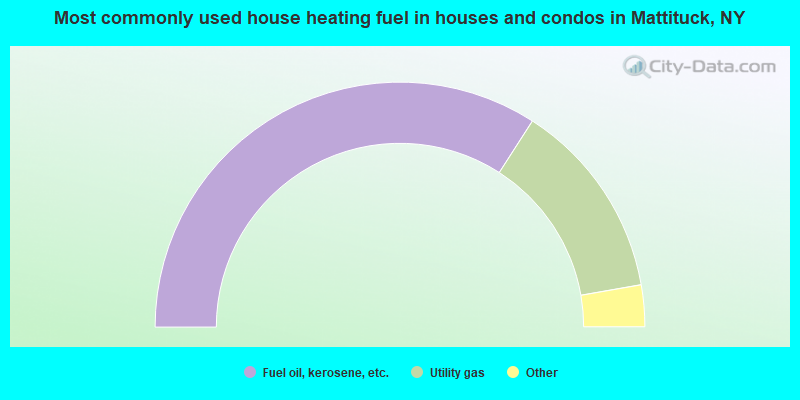 Most commonly used house heating fuel in houses and condos in Mattituck, NY
