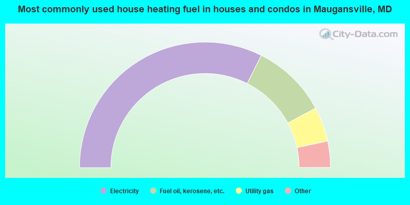 Most commonly used house heating fuel in houses and condos in Maugansville, MD