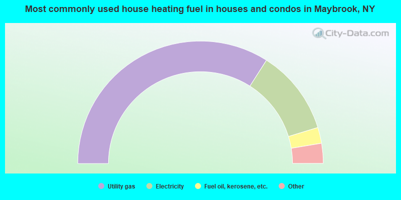Most commonly used house heating fuel in houses and condos in Maybrook, NY