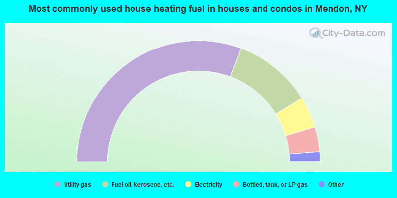 Most commonly used house heating fuel in houses and condos in Mendon, NY