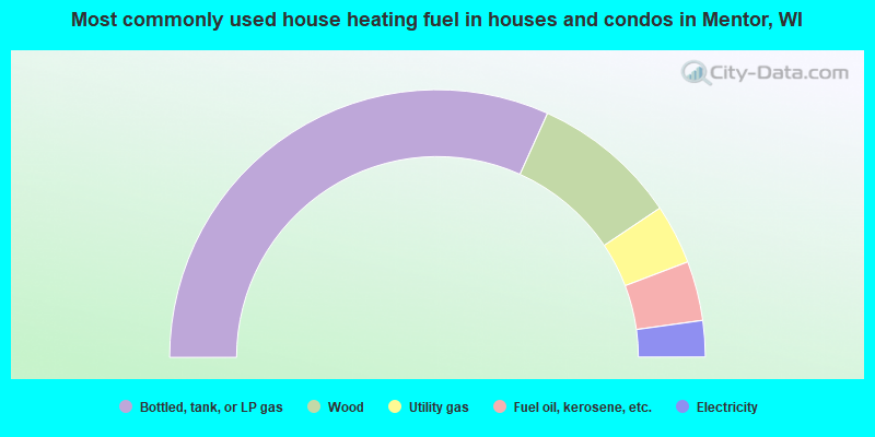 Most commonly used house heating fuel in houses and condos in Mentor, WI