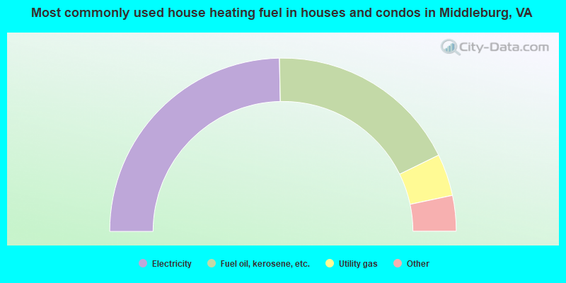 Most commonly used house heating fuel in houses and condos in Middleburg, VA