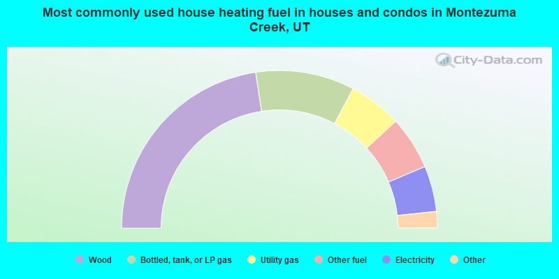Most commonly used house heating fuel in houses and condos in Montezuma Creek, UT