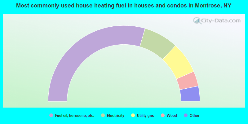 Most commonly used house heating fuel in houses and condos in Montrose, NY