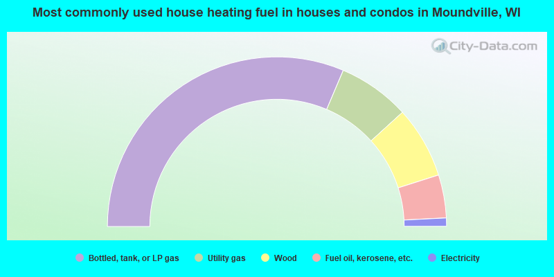 Most commonly used house heating fuel in houses and condos in Moundville, WI