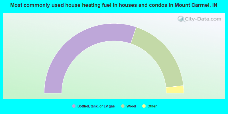 Most commonly used house heating fuel in houses and condos in Mount Carmel, IN